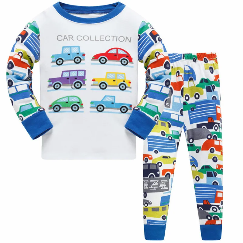 Kids Boy Girls Clothing Pajamas Set 100% Cotton Children Sleepwear 2 Pieces Cartoon Tops +Pants Toddler Kid Clothes Pyjamas pajama sets baby boy Sleepwear & Robes