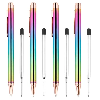 

AAY-Retractable Ballpoint Pens, Luxury Rainbow Click Metal Pen Black Ink Pens 1.0 mm for Desk Office Accessories