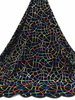 

Best selling velvet sequins embroidered French lace fabric Nigeria lace suitable for party dress evening dress ladies clothing