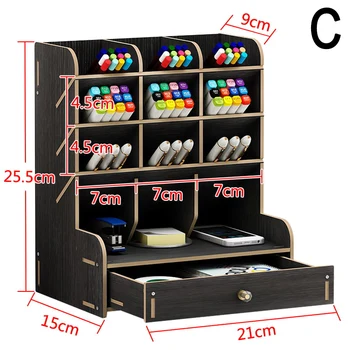 

Office Desk Organizer Desktop Pen Pencil Holder Container Storage Box Portable with Drawer MYDING