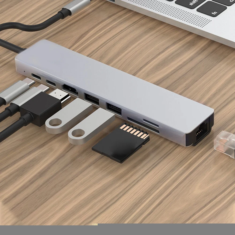 8 в 1 мульти-разветвитель type-c для путешествий USB C концентратор для ПК ноутбука высокая скорость домашний офис портативный быстрая зарядка 4 к HDMI удлинитель мини