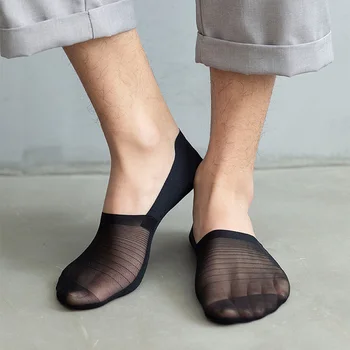

Fashion Mesh Socks Men Ice Silk Thin No Show Socks Non Slip Summer Breathable Boat Socks Male calcetines meias