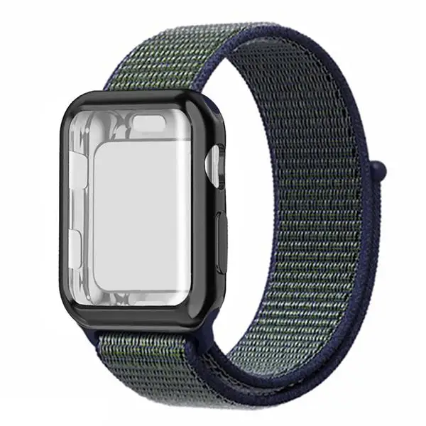Fog gray Чехол+ ремешок для часов apple watch 4 5 ремешок 44 мм/40 мм correa apple watch 38 мм iwatch ремешок 42 мм спортивный нейлоновый браслет ремешок для часов 3/2 - Цвет ремешка: Fog gray