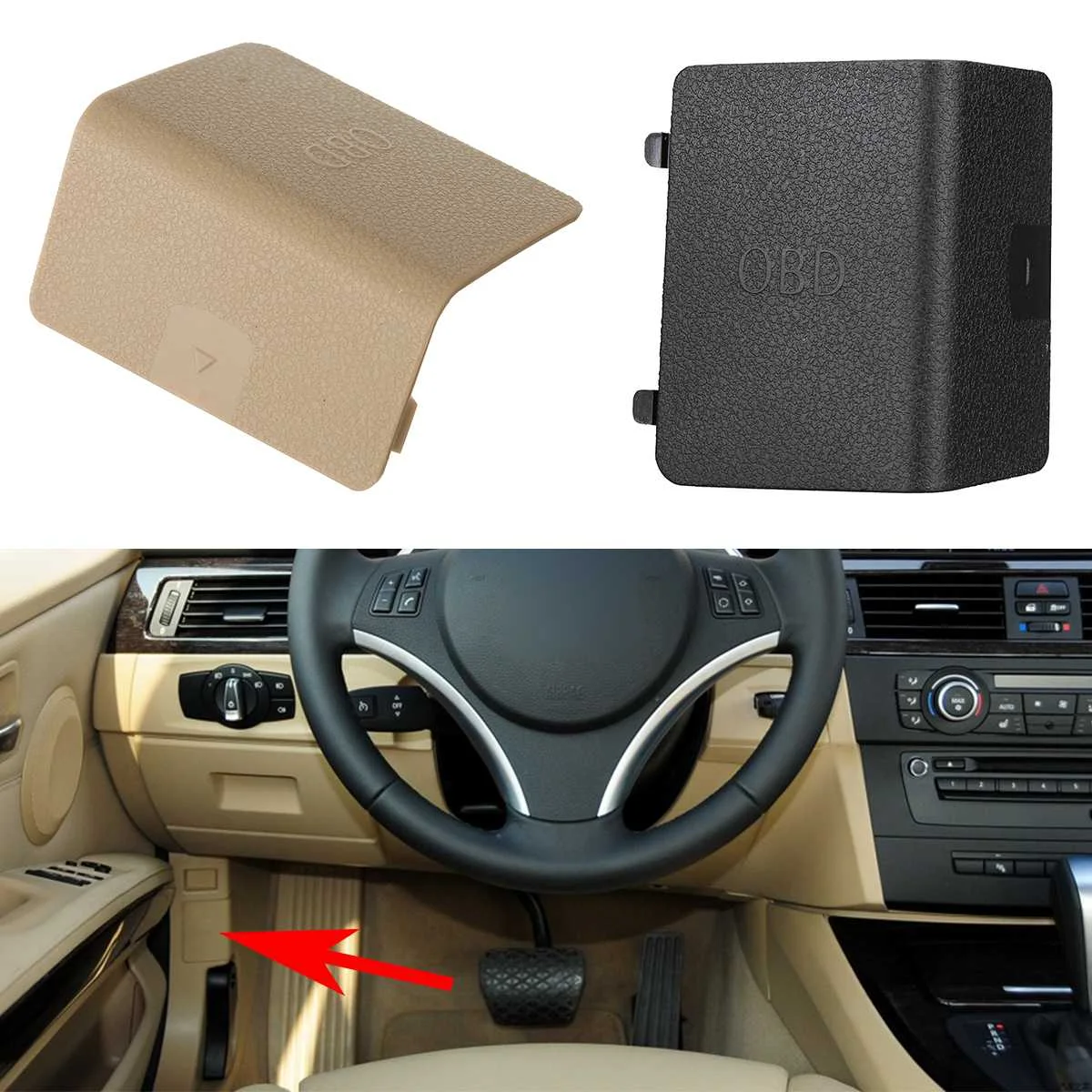 

Car Interior Kick Panel Cap Cover Left OBD Plug Cover Trim LHD For BMW E90 E91 E92 E93 M3 2005-2012 51437147538 51437147542