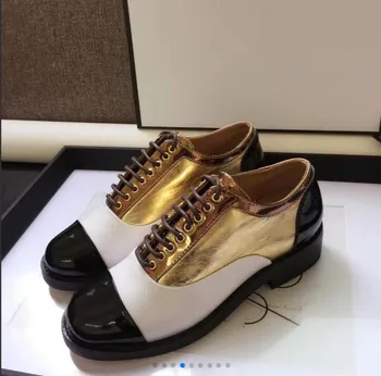 

casual shoes women Black and white matching casual shoes Golden single shoes