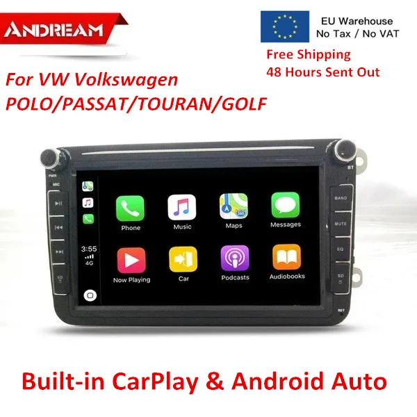 

EU Stock 8" 2 Din Car Stereo Radio With VW CarPlay & Android auto For Volkswagen POLO PASSAT TOURAN Golf 5 6 Skoda Seat Leon B6