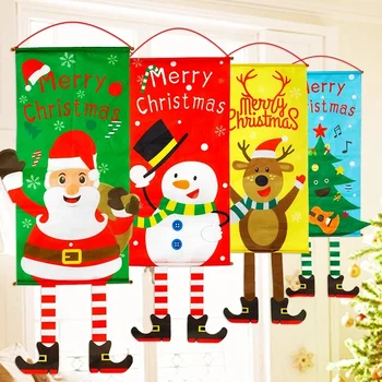 

Christmas Porch Door Banners Santa Claus Snowman Merry Christmas Hanging Flag Christmas Ornament For Home Decor Navidad 2021