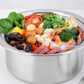 

1Pc 14cm Stainless Steel Hot Pot Soloist Pot compatible for Induction Cooker with Lid (Silver)