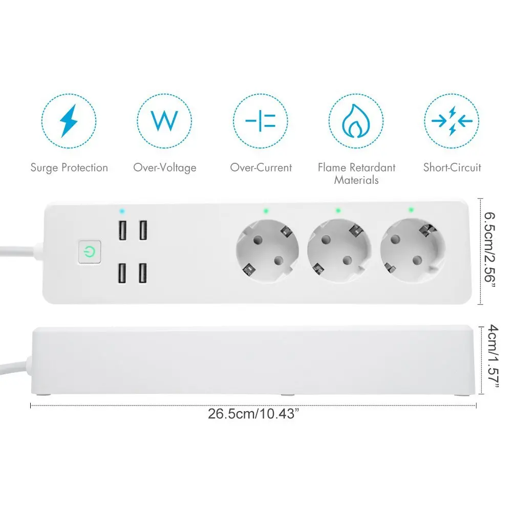 Умный удлинитель с Wi Fi 3 розетки USB портом для зарядки|Умные розетки| |