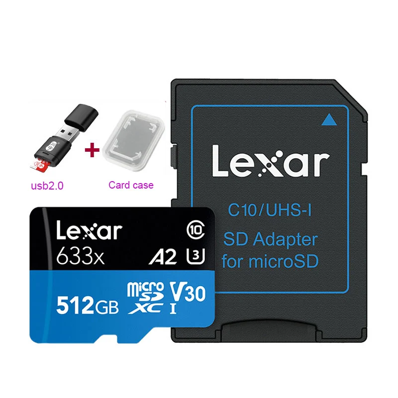 512GB Lexar 633X 95 МБ/с. Micro SD карты 512 ГБ 128 г 256 ГБ SDXC карты памяти SDHC Устройство чтения карт памяти Uhs-1 для DJI Mavic Drone Gopro Sport камера-Регистратор - Емкость: 512GB