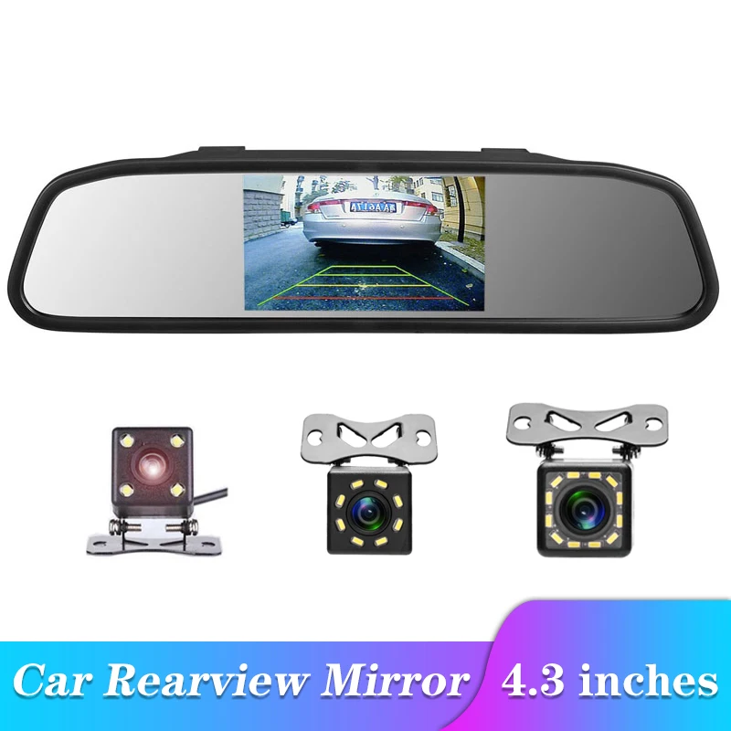 4.3 inch Car HD Rearview Mirror Monitor Video Auto Parking Assistance LED Night Vision Reversing Rear View Camera | Автомобили и