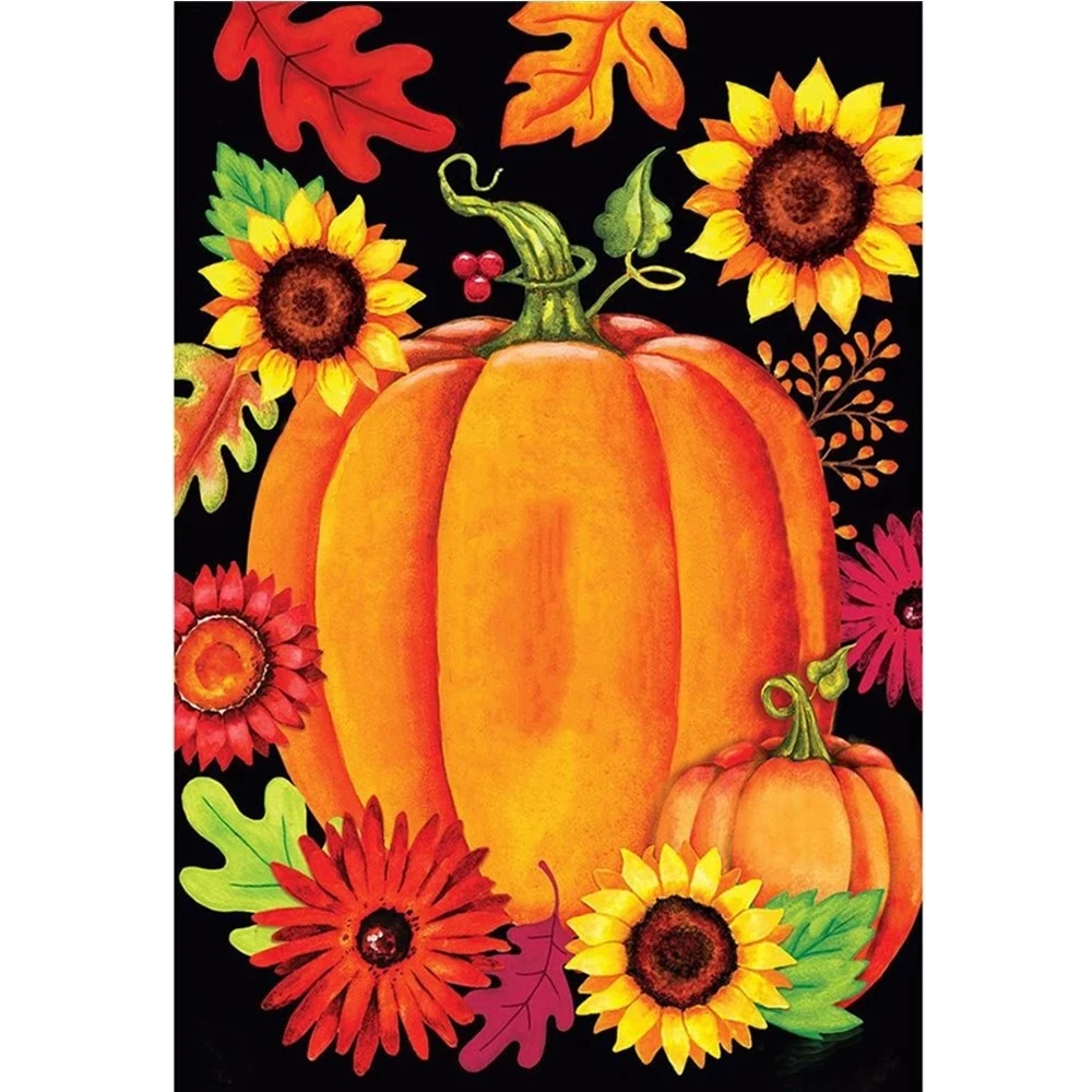 

5D DIY Diamond Painting Full Round Diamond Cartoon Sunflower Pumpkin Embroidery Set Cross Stitch Mosaic Decoration Gift