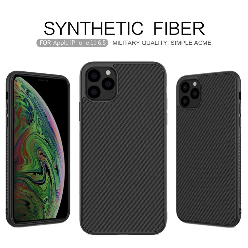 

For iPhone 11 Pro Max NILLKIN Synthetic Fiber Plaid Texture Bumper Back Cover For Apple iPhone 11 Pro Max