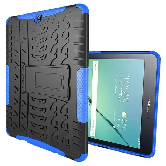Детский безопасный силиконовый+ жесткий чехол для Samsung Galaxy Tab S2 9,7 T810 T815 9,7 дюймов планшет противоударный чехол защитный чехол+ ручка - Цвет: dark blue