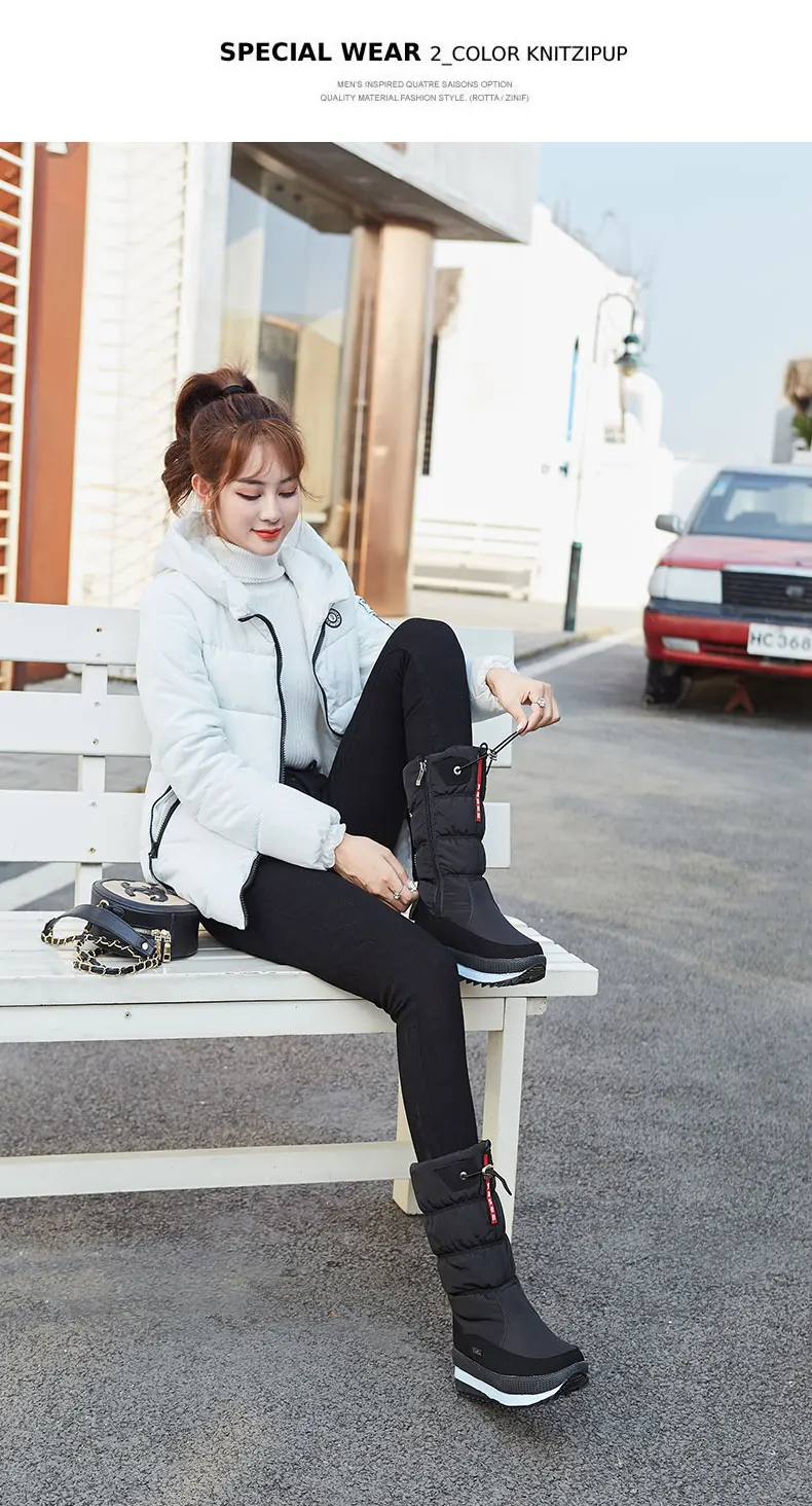 Women snow boots  platform winter boots thick plush waterproof non-slip boots  fashion women winter shoes  warm fur  botas mujer