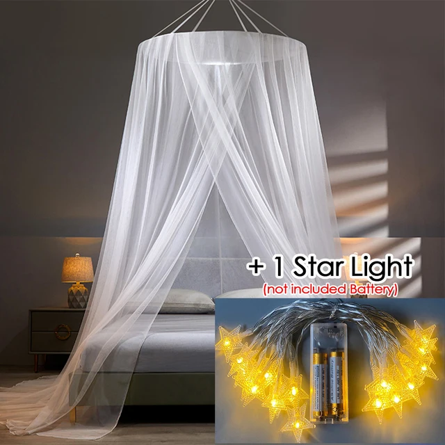 YanYangTian Bed Canopy on the Bed Mosquito Net Baldachin Camping Tent Repellent Tent Insect Curtain Bed Net White(1 star light)