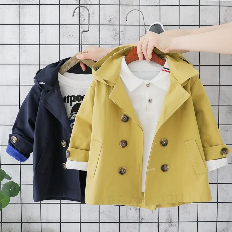 2 цвета, детское весеннее пальто в Корейском стиле, хлопковое однотонное длинное стильное ветрозащитное пальто для маленьких девочек и мальчиков