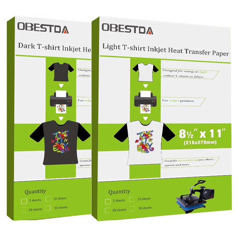 Factory Direct Dark Light T-Shirt Heat Transfer Paper For Cotton Fabric Use  Inkjet Printer ,Iron On Transfer Paper For Clothing