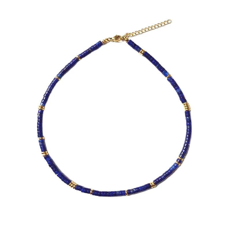 

Handmade Stone Round Piece Necklace Man Simple Retro Natural Stone Choker 2122 Winter New Ethnic Style Jewelry Gift For Women