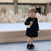 Платье для маленьких девочек Хлопковое вязаное платье-свитер Детские платья с длинными рукавами одежда для девочек От 2 до 6 лет костюм принцессы