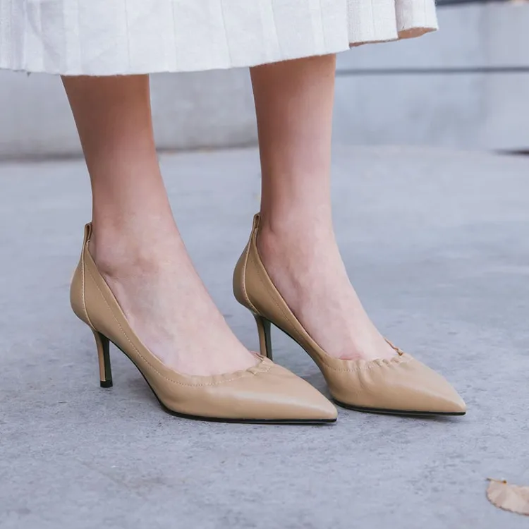 

Hot Selling Thin Heeled High Heel Shoes Women's 2020 Spring And Summer Versatile Genuine Leather Pointed-Toe Elegant WOMEN'S Sho