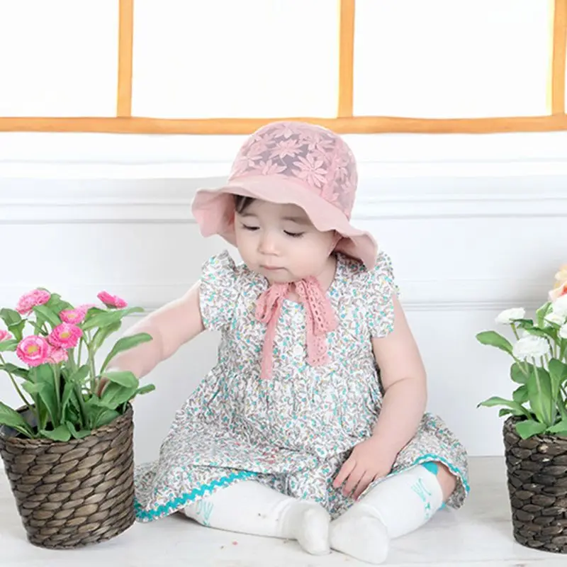

2019 Fashion Cute Children Baby Sun Hat Lace Flower Retro Cap Summer New Infant Boy Girl Visor Fisherman Hats