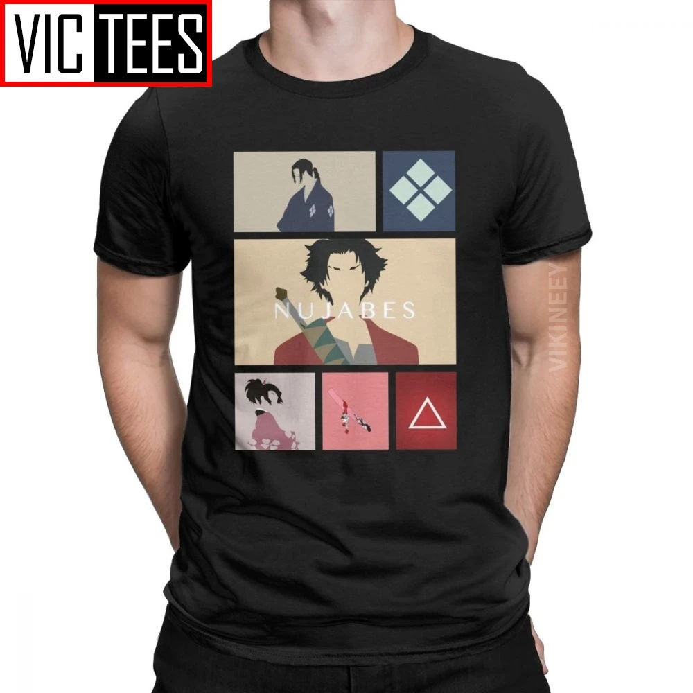 Мужская Винтажная Футболка Samurai Champloo футболка из чистого хлопка с аниме мангой и