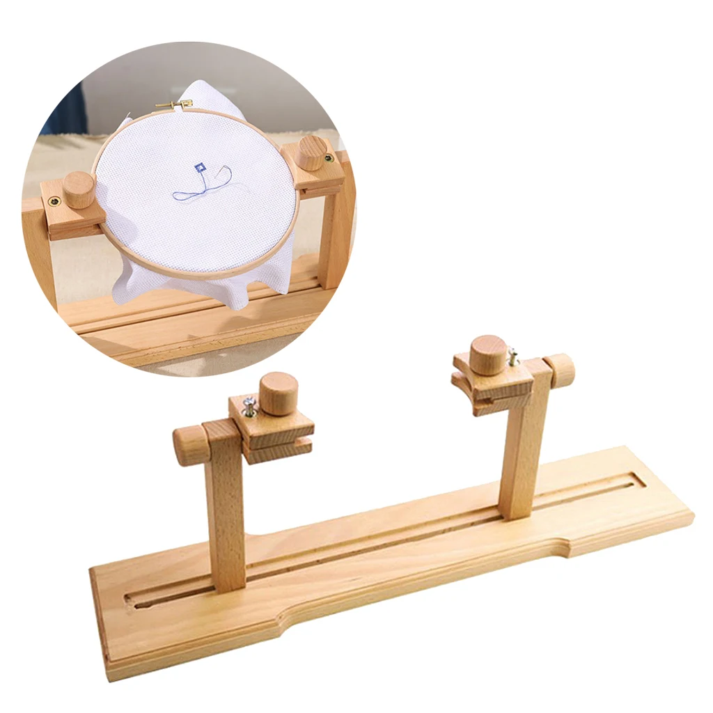 Diameter 15.75 Inch Embroidery Frame Hoop High Adjustable Wooden Stand Embroidery Frame Solid Wood Cross Stitch Rack Holder