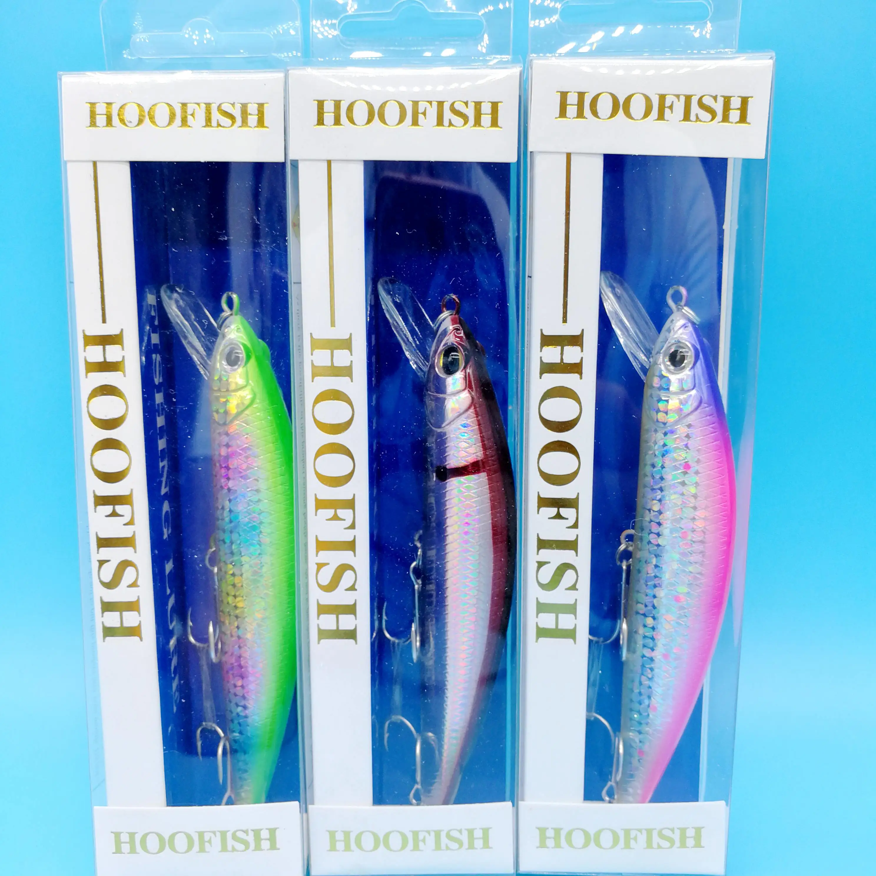 HOOFISH 3PCS /LOT Sinking Minnow Fishing Lure 12cm/42g 5Colors