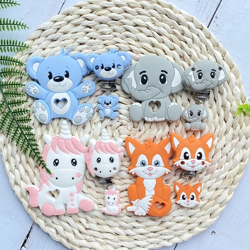 3pc/set BPA Free Silicone Elephant Teething Beads Food Grade Baby Pacifier Rodent Chews Tiny Rod Baby Goods Cartoon Teether teething toys baby teething toys silicone teething toys silicone beads silicone teething beads silicone teether