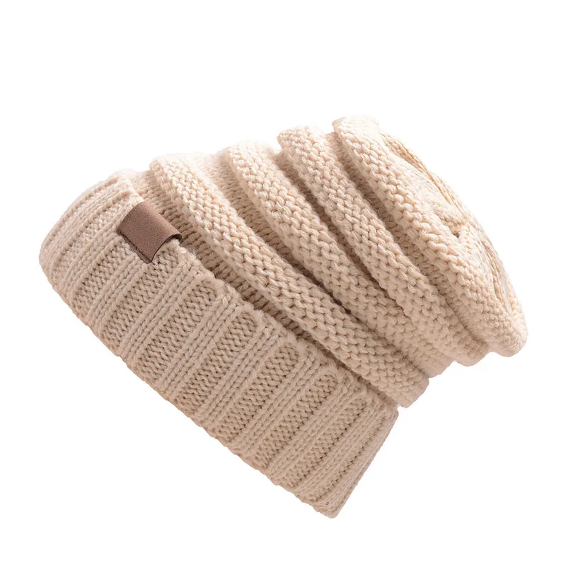 Beige Новинка,, Европейский и американский стиль, Осень-зима, AliExpress, маркировка CC, вязаная шерстяная шапка, набор головных уборов, уличная шапка - Цвет: Beige