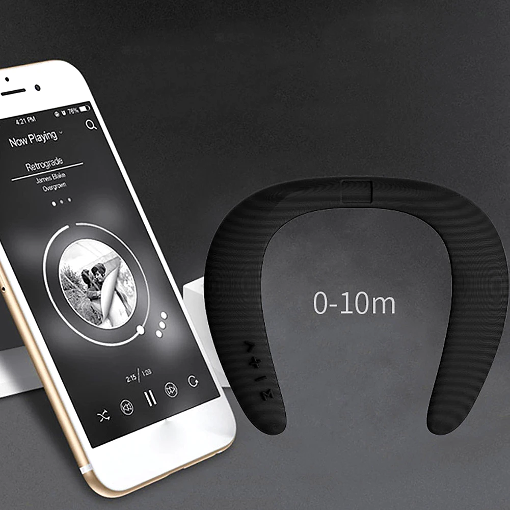 OUTMIX 5D стерео беспроводной Bluetooth динамик водонепроницаемый носимый кольцо шейный Спорт шеи подвесной микрофон Bluetooth аудио вызов