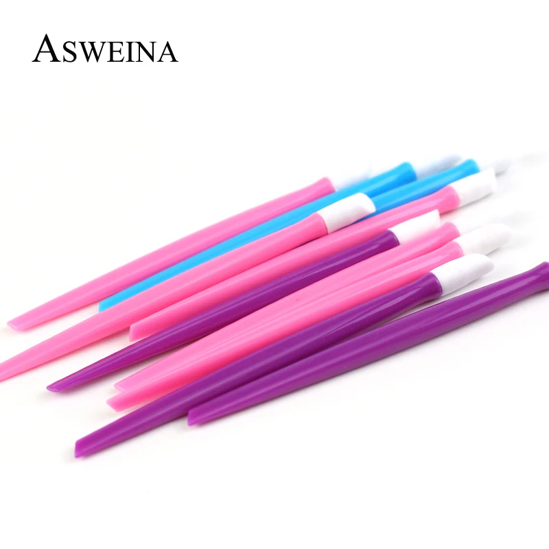 

10pcs Stick Cuticle Pusher Remover Plastic Nail Stickers Pushers Pedicure Manicure Tool