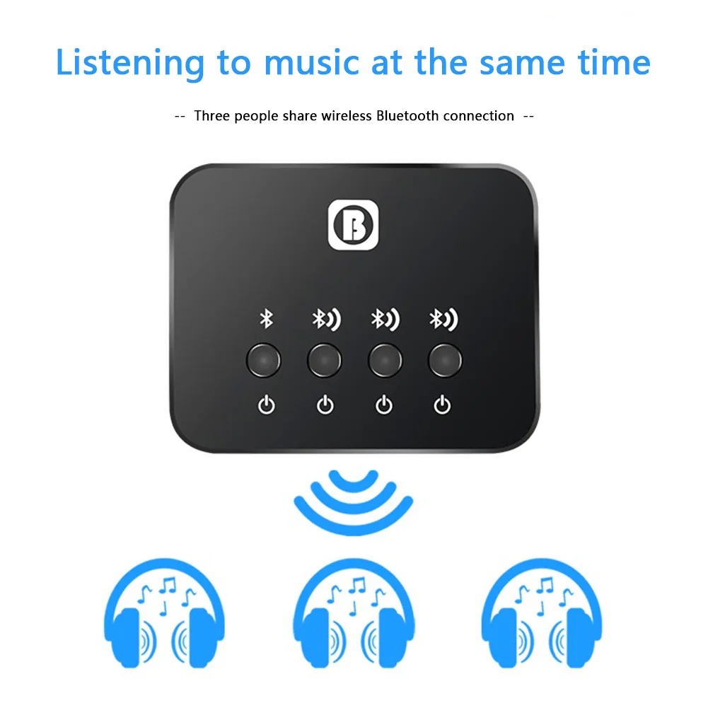 BW107 Bluetooth 4 0 Stereo Audio Transmitter Splitter Adapter PC Headphone TV Audio Sharing Adapter Music Receiver