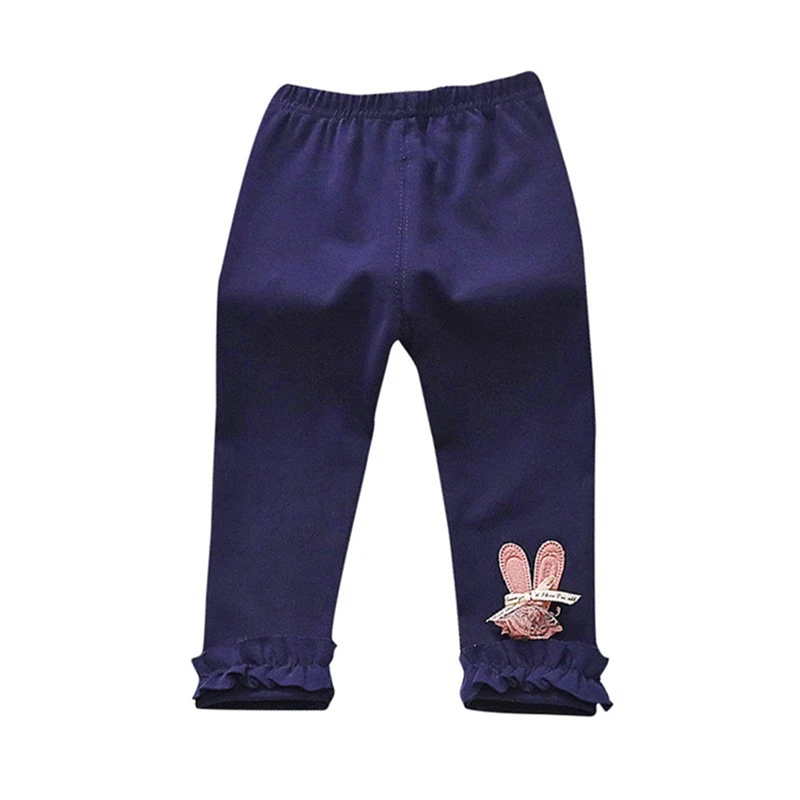 Штаны для новорожденных девочек; весенние хлопковые детские леггинсы; эластичная резинка на талии; однотонная одежда с рисунком кролика для маленьких девочек; брюки