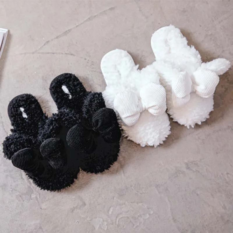 

Autumn and winter warm cute cashmere slippers cartoon mouse ears non-slip rubber bottom cotton slippers