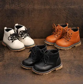 

Genuine Leather Kids Martin Boots Boys Snow Shoes Waterproof Warm Fur Children Ankle Boots Toddler Boys Winter Sneakers 2019
