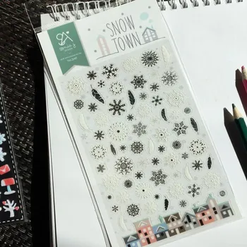 

Korea sonia suatelier snow town clear PET adhesive stickers scrapbooking nail phone planner decoration snowflake shape design