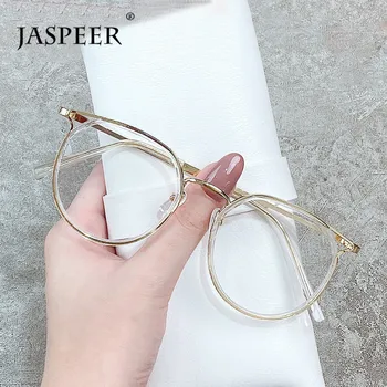 

JASPEER Retro Anti Eyestrain Computer Glasses Vintage Round Anti Blue Light Eye Glass Men Blue Light Blocking Frame Women