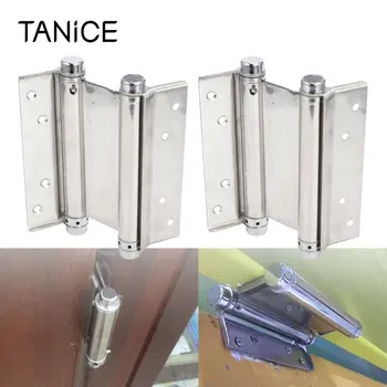 

TANiCE 2Pcs 6'' Double Action Spring Hinges Stainless Steel Swing Door Gate Saloon with Screw Double Door Function for Free Gate