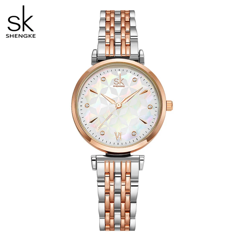 Shengke Brand Luxury Bracelet Women Watch Rosegold Wristwatch Gift for Women Original
