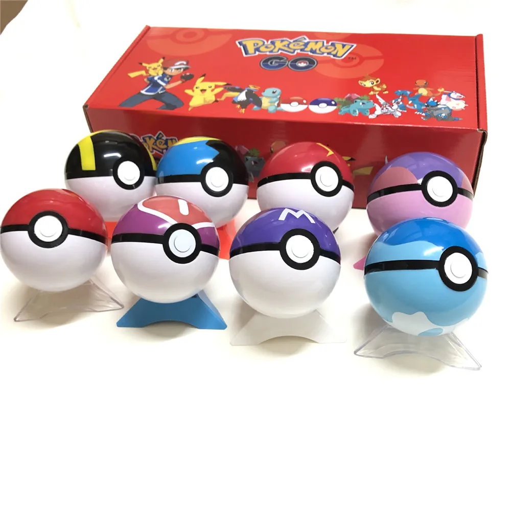Pokemon Anime Figures 8pcs Poke Ball Set 7cm Action Figma Monster Toys Pikachu Squirtle Pokemon Game Decor Home Model Doll Gift