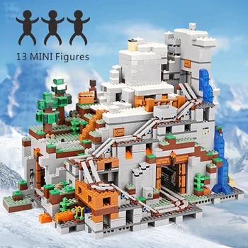 

With 13 MINI Figures My World Mountain Cave MINECRAFTED Building Blocks Bricks Compatible Christmas Toys Birthday Gift