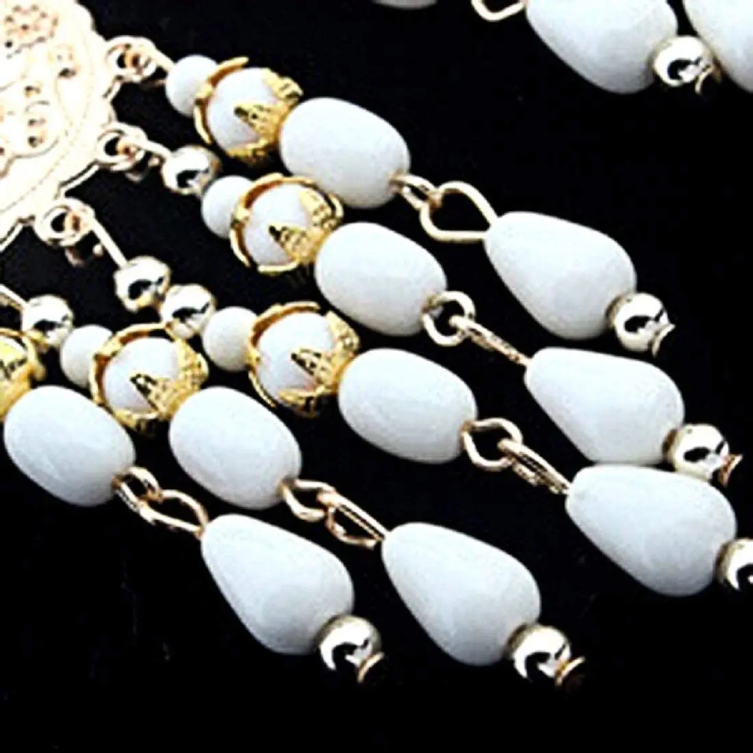 GRACE JUN Handmade Fashion Tassel Clip on Earrings Women's Statement Bohemian Ethic Bead Gold Color No Pierced Vintage Ear Clip ear clip earrings clip earrings ear clip ear accessories