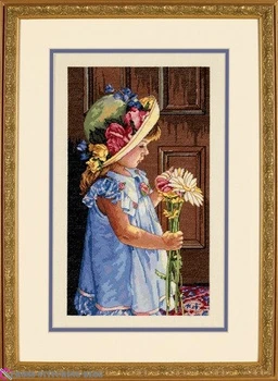

COTTON Top Quality Lovely Counted Cross Stitch Kit My Little Sunshine Little Girl and Daisy Flower dim 35259