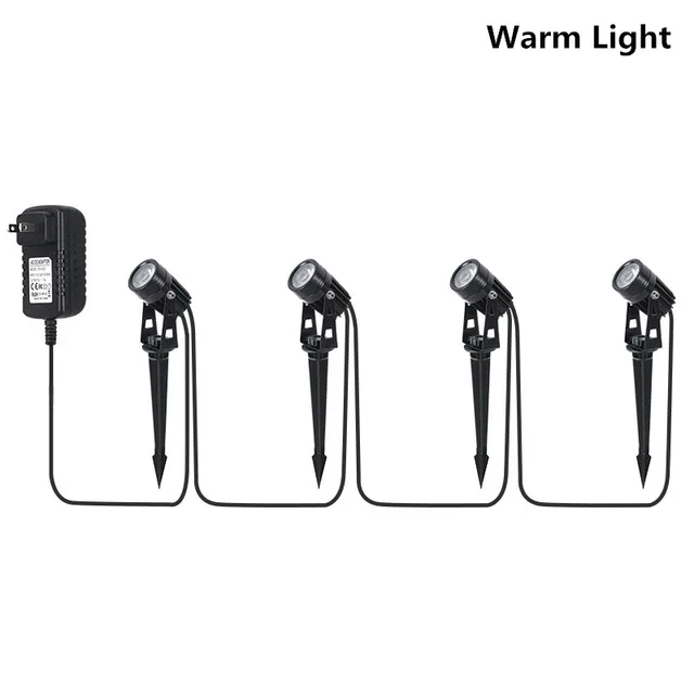 Garden Lawn Spike Lights Low Voltage LED Landscape Lighting IP65 Waterproof Outdoor Lamp Warm White RGB for Walkway Trees Yard 4 Warm Light