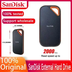 Sandisk 2tb extreme pro portátil ssd TYPE C usb 3.2 disco rígido e81 externo unidade de estado sólido SDSSDE81 2T00 até 2000 mb/s