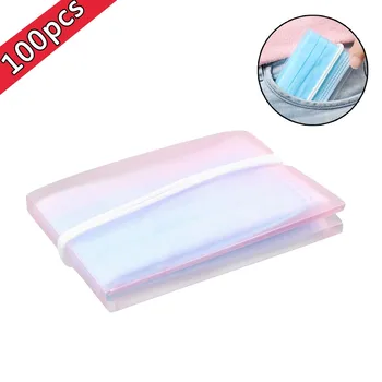 

100PCS Foldable Mask Storage Clip Plastic Portable Storage Cute Mask Box Maskeeper Organizer Container Case Mask Keeper C812