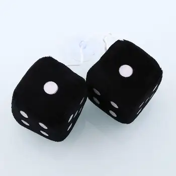 

Fuzzy Car Plush Dice Auto Plush Dice Pair Black Plush Dice for NAS