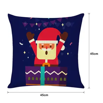 

Christmas Colorful Pillowcase Linen Sofa Cushion Deer Snowflakes Tree Printing New Year Home Decorative Textile 45X45cm